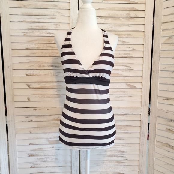 Next by Athena black white stripe bathing suit tankini top - Picture 1 of 6